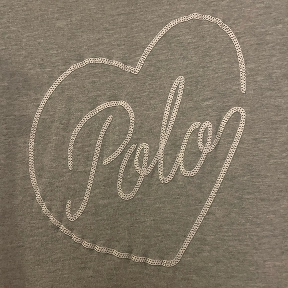 Polo Ralph Lauren Heart Heather Grey Drop Waist Tee Shirt Dress Size 8/10 Medium - Picture 2 of 5